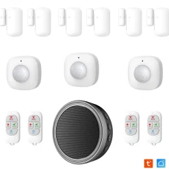 Kit Alarme Etendu Évolutif 868 Mhz connecté Wifi 2,4Ghz avec Sirène 90dB Flash LED intégré (9 zones détectées)-Kyf