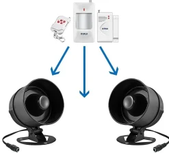 Kit Alarme Maison sans Fil 115dB - avec Sirène, 4 Détecteurs Ouverture,2 Télécommandes, 2 Capteurs de Mouvement-Nature Pro