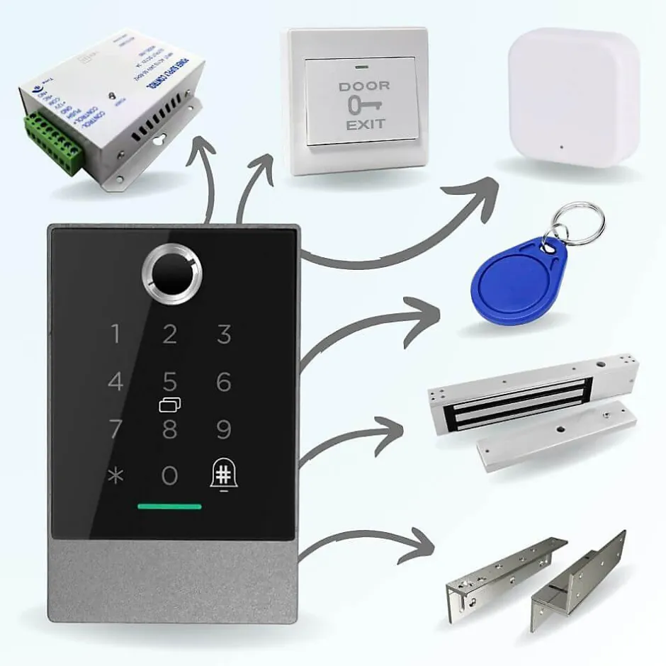 Kit de contrôle d'accès connecté - code badge et biométrie - 7 bio-LOCKY Discount