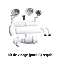 Kit de vidage B manuel évier avec panier acier inoxydable 1,5 ou 2 bacs^Not Available Discount