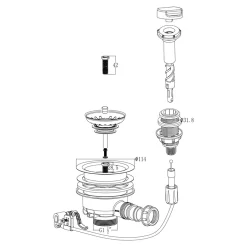 Kit de vidage C automatique évier avec panier acier inoxydable- Sale