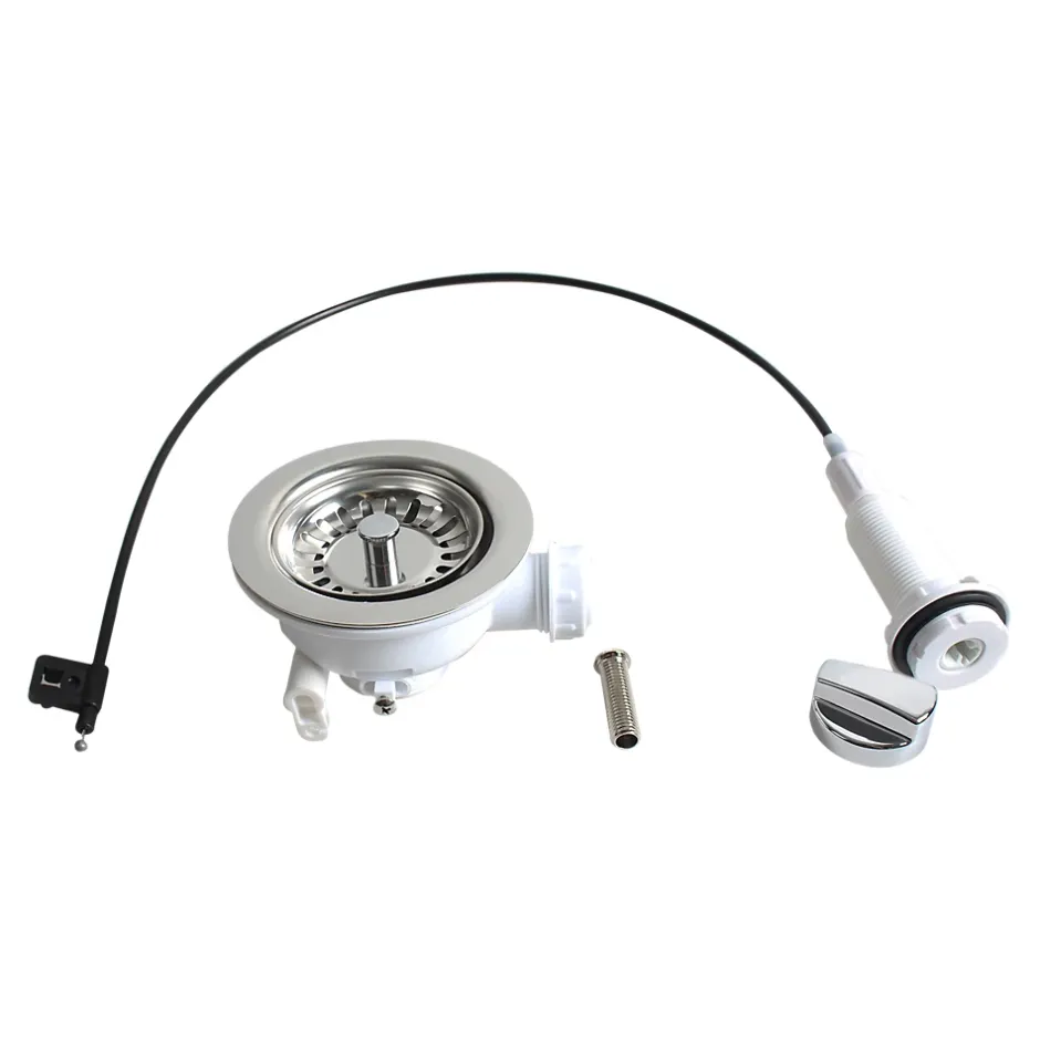 Kit de vidage C automatique évier avec panier acier inoxydable- Sale