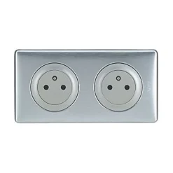 Kit double prises avec terre Pré-câblées Céliane aluminium-Legrand Outlet
