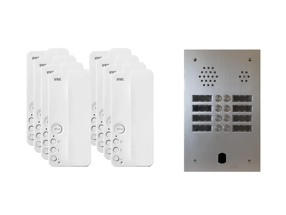 Kit interphone 2 rangées avec 8 combinés Collectif-Urmet New