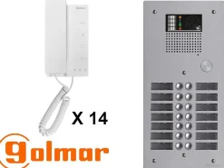 Kit interphone avec 14 combinés Collectif-Golmar New