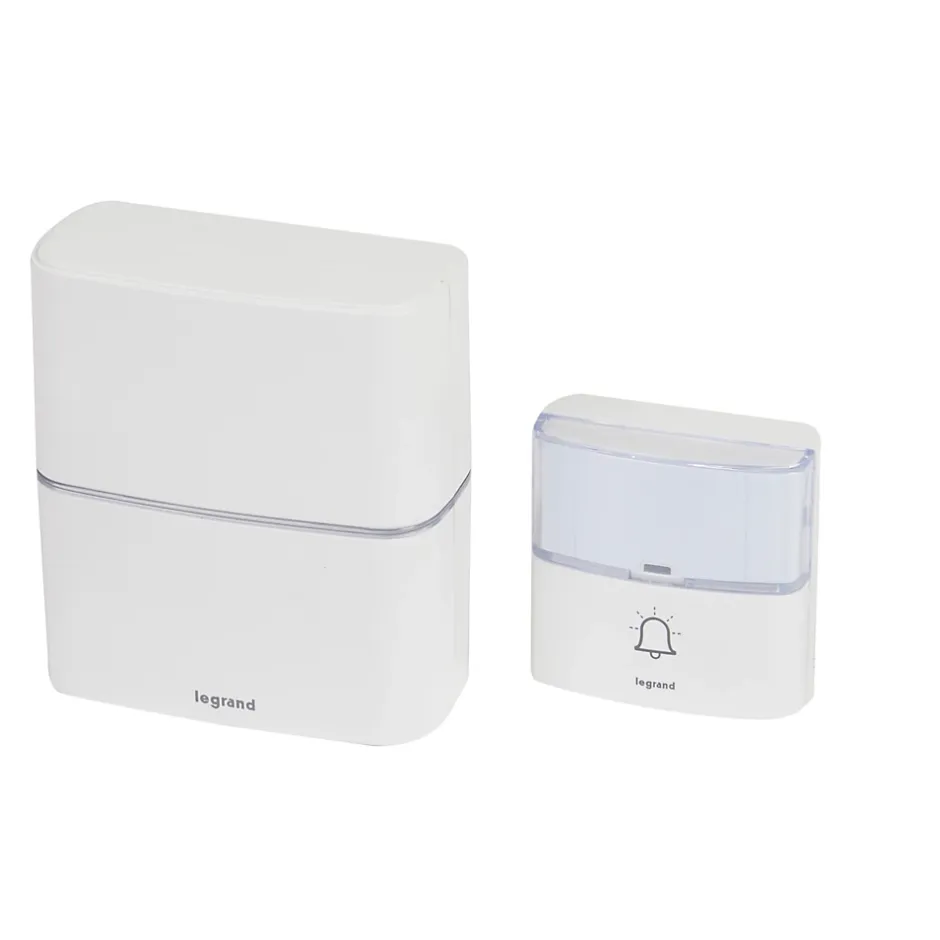 Kit Serénité carillon et sonnette sans fil 30 mélodies + MP3 alimentation par piles - blanc^Legrand New