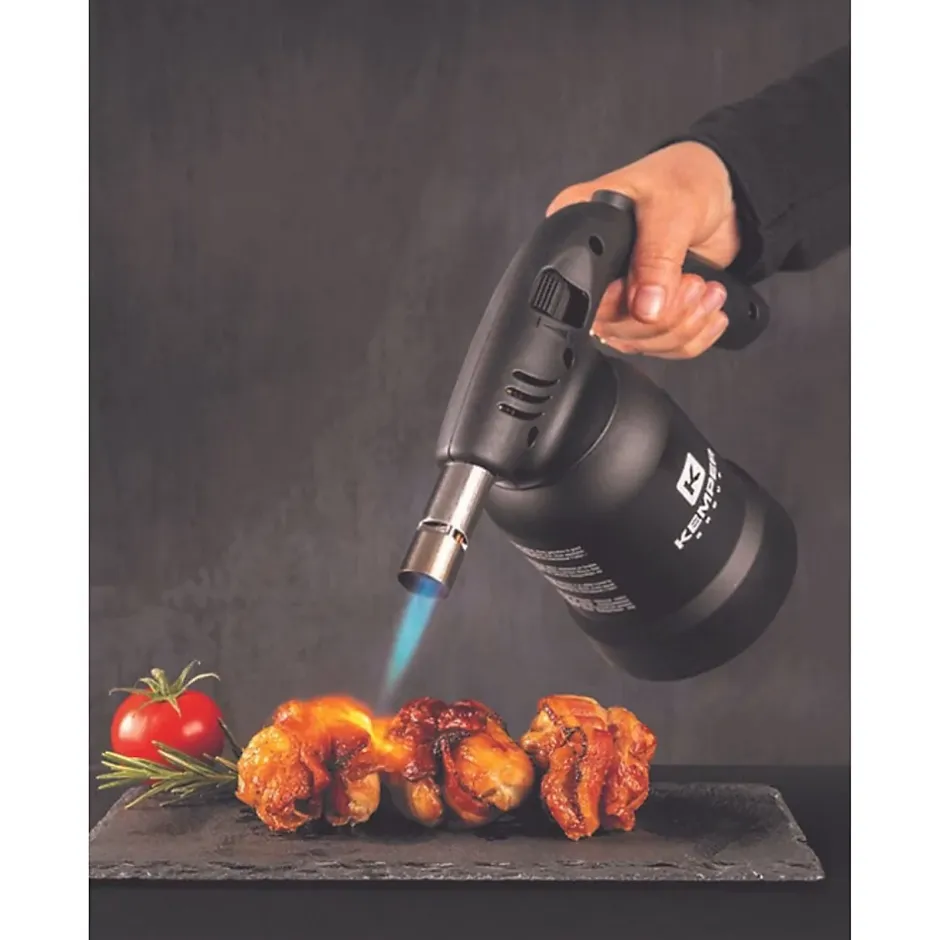 Lampe à souder à gaz Professionnelle Utilisation 360 degrés Chalumeau gaz Allumage piezo + 8 Cartouches gaz Perçables-Kemper Best