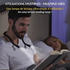 Lampe de lecture de cou rechargeable 3 couleurs de lumière^Fishtec Sale