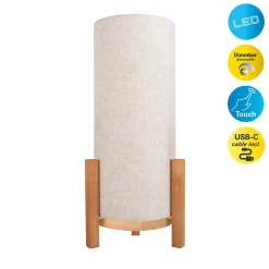 Lampe de table à accu MADITA H 48cm beige naturel LED intégrée intensité variable capteur tactile-Näve Outlet