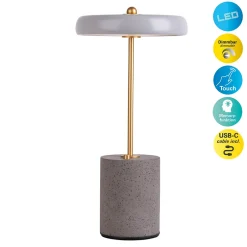 Lampe de table à accu 'SETA' grise 30 cm de haut en métal et béton, avec LED fixe^Näve Sale