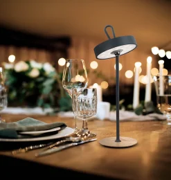 Lampe de table LED à accu magnétique pour l'extérieur et l'intérieur, en métal et plastique gris, hauteur 36 cm^Näve Best