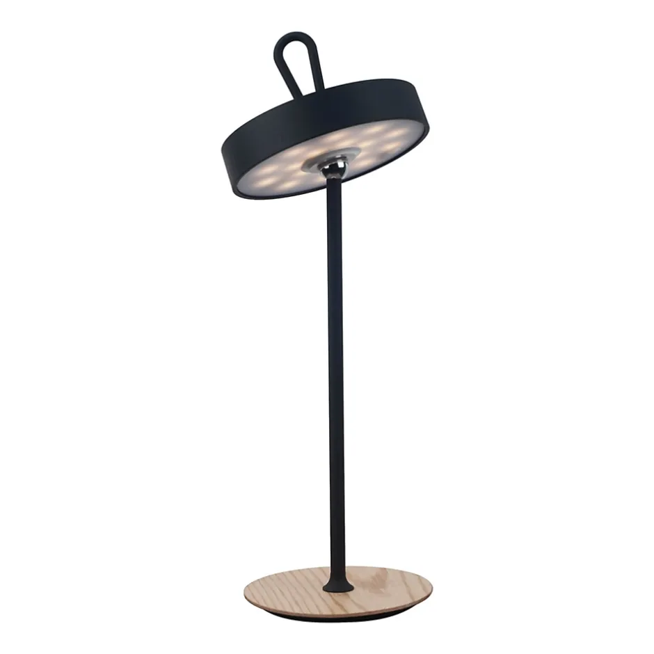 Lampe de table LED à accu magnétique pour l'extérieur et l'intérieur, en métal et plastique noir, hauteur 36 cm-Näve Discount