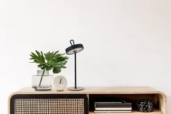 Lampe de table LED à accu magnétique pour l'extérieur et l'intérieur, en métal et plastique noir, hauteur 36 cm-Näve Discount