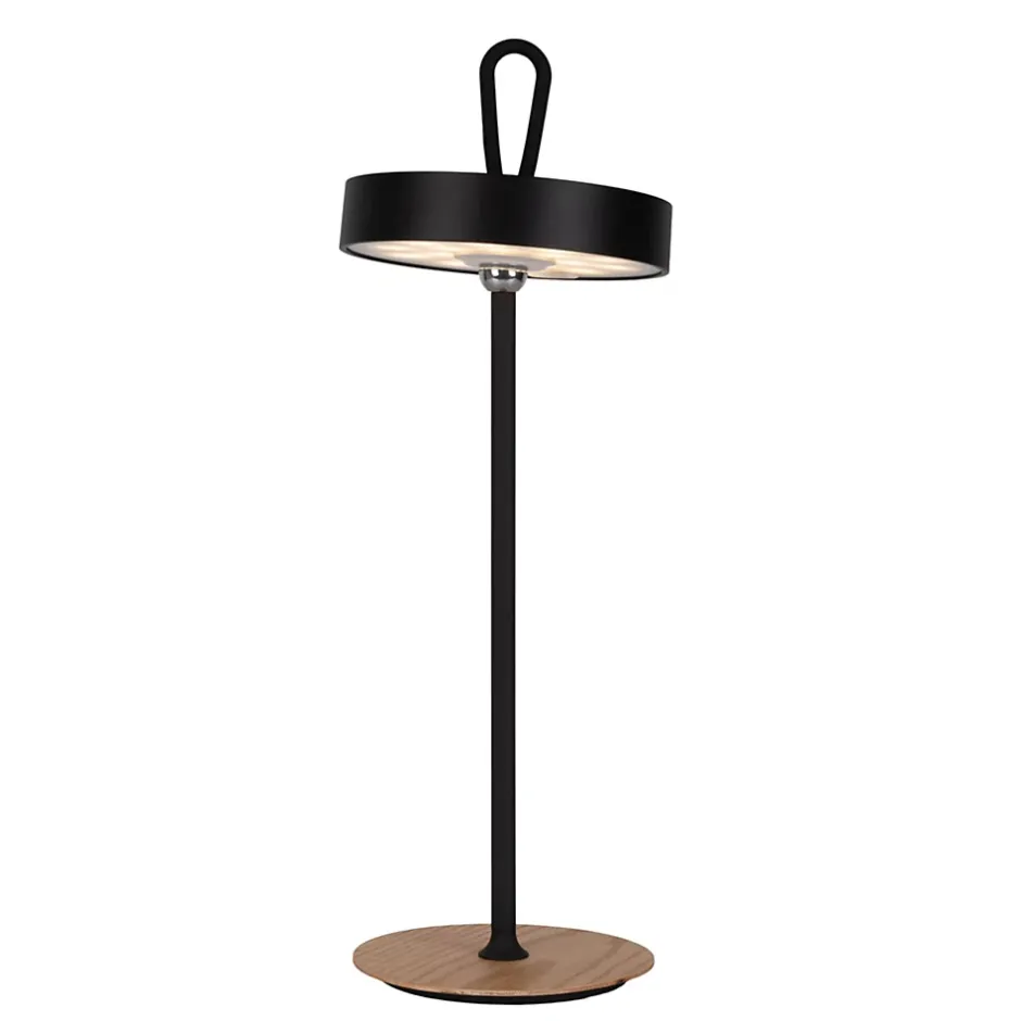 Lampe de table LED à accu magnétique pour l'extérieur et l'intérieur, en métal et plastique noir, hauteur 36 cm-Näve Discount