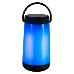 Lampe de table LED avec haut-parleur BT 'FESTA' pour l'extérieur en plastique noir avec LED intégrées, hauteur 18 cm^Näve