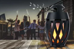 Lampe de table LED 'Muna' avec haut-parleur Bluetooth pour l'extérieur, en plastique noir, avec LED intégrée, hauteur 16,5 cm^Näve Clearance