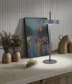 Lampe de table LED rechargeable magnétique 'ELLA' pour l'extérieur et l'intérieur, en métal et plastique gris, hauteur 35 cm-Näve Discount