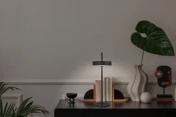Lampe de table LED rechargeable magnétique 'ELLA' pour l'extérieur et l'intérieur, en métal et plastique noir, hauteur 35 cm^Näve New