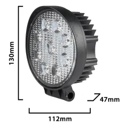 Lampe de travail ronde 12/24 V, 27 W et 1 800 lumens, IP67. Noir^Stak New
