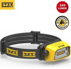 Lampe frontale LED rechargeable professionnelle 300 lumens. Interrupteur sans contact-Stak New