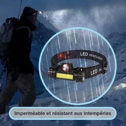 Lampe Frontale LED Waterproof Rechargeable USB - Réglable - Éclairage Puissant - Résistante Pluie et Humidité - x1-Moby Swift Clearance