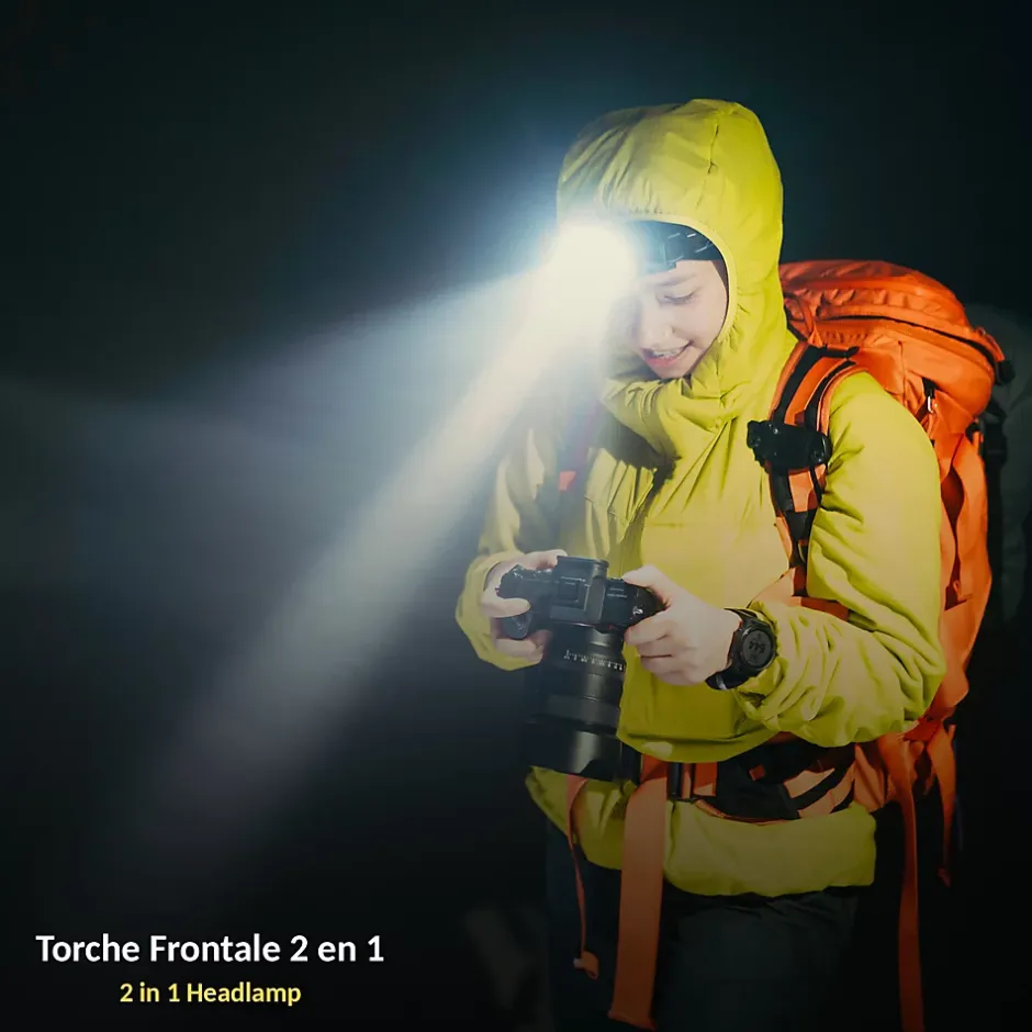Lampe Frontale Torche Détachable Recharge USB Boîtier Orientable^Fishtec Outlet