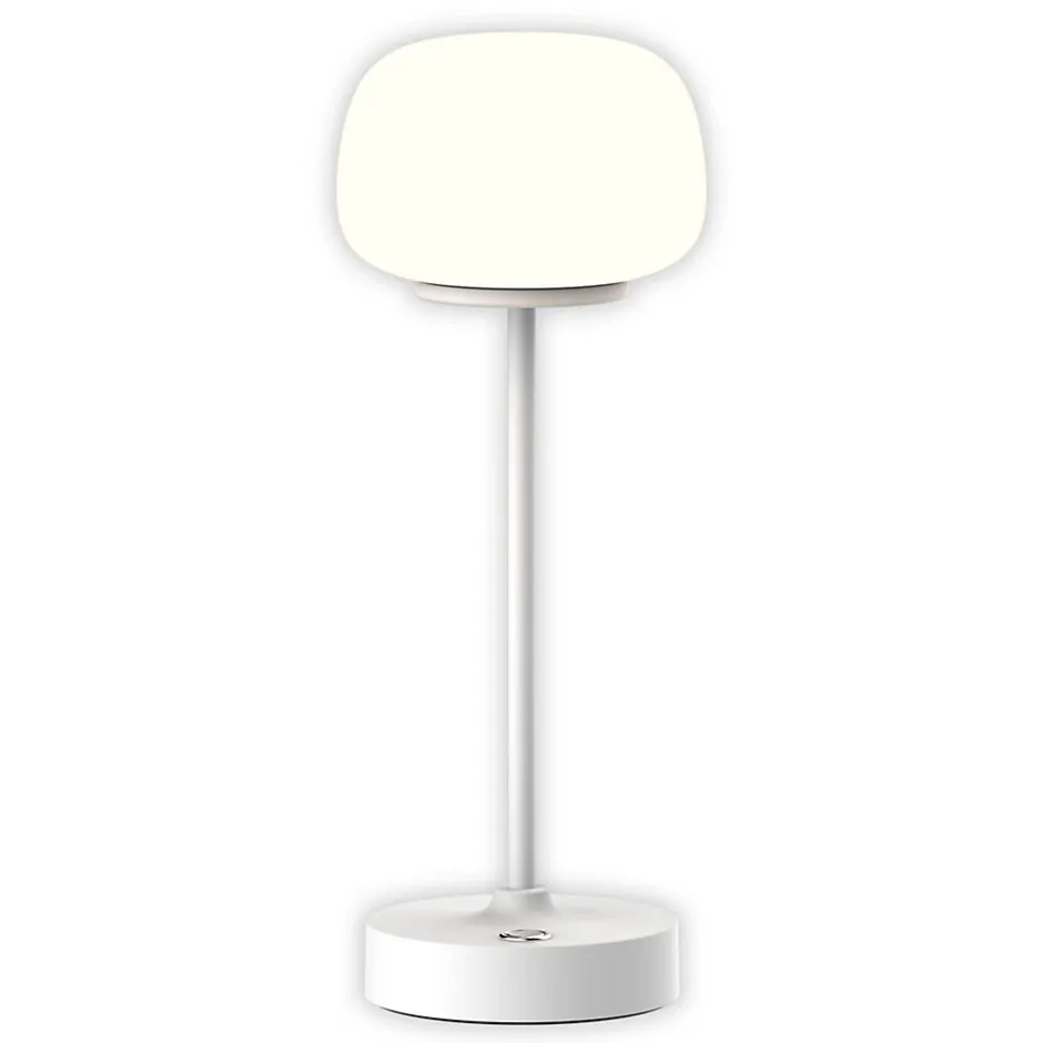 Lampe LED à accu/de table 'PINA' 30 cm de haut, en métal (blanc) et verre (blanc), LEDs intégrés, blanc chaud-Näve Clearance