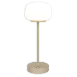 Lampe LED à accu/de table 'PINA' 30 cm de haut, en métal (beige) et verre (blanc), LEDs intégrés, blanc chaud-Näve Outlet