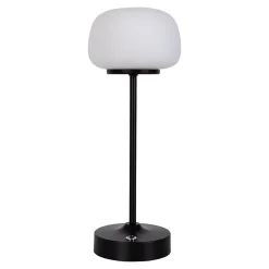 Lampe LED à accu/de table 'PINA' 30 cm de haut, en métal (noir) et verre (blanc), LEDs intégrés, blanc chaud-Näve Hot