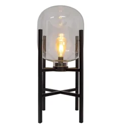 Lampe LED sur socle 'LORA' hauteur 58 cm, en métal et verre, en métal noir et verre clair, pour l'intérieur et l'extérieur^Näve Outlet