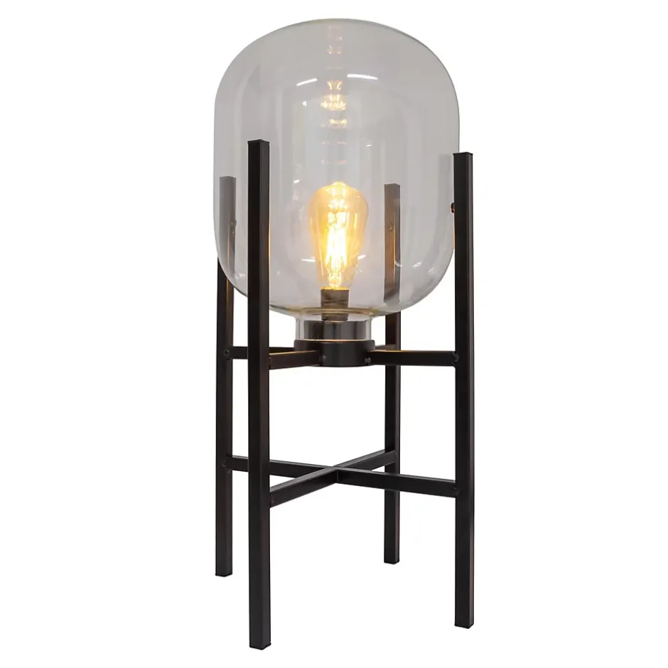 Lampe LED sur socle 'LORA' hauteur 58 cm, en métal et verre, en métal noir et verre clair, pour l'intérieur et l'extérieur^Näve Outlet