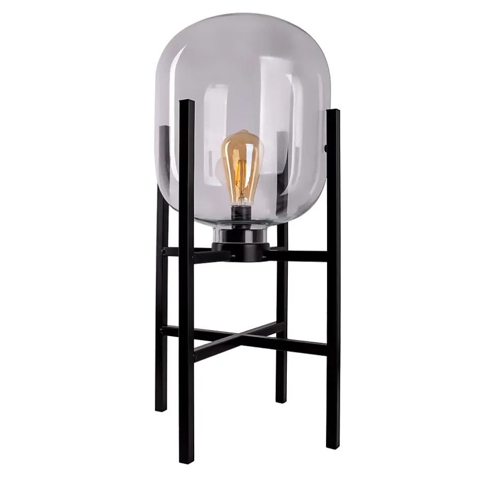 Lampe LED sur socle 'LORA' hauteur 58 cm, en métal et verre, en métal noir et verre clair, pour l'intérieur et l'extérieur^Näve Outlet