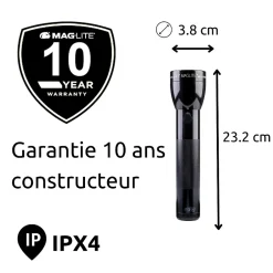 Lampe torche LED ML300L - IPX4 - 2 piles type D - 487 lumens - 23.1cm - Noir -^Maglite Best