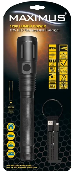 Lampe torche rechargeable M-FL-006B-BL-H - 1200lm-Maximus