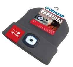 LIGHTHOUSE : Bonnet avec frontale LED rechargeable. Gris foncé^Velamp Discount