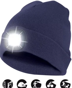 LIGHTHOUSE : Bonnet avec frontale LED rechargeable. Bleu^Velamp