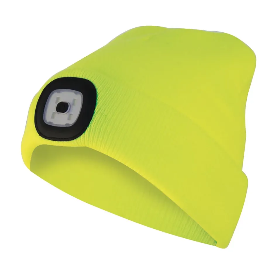 LIGHTHOUSE : Bonnet avec frontale LED rechargeable. Jaune fluo^Velamp Hot