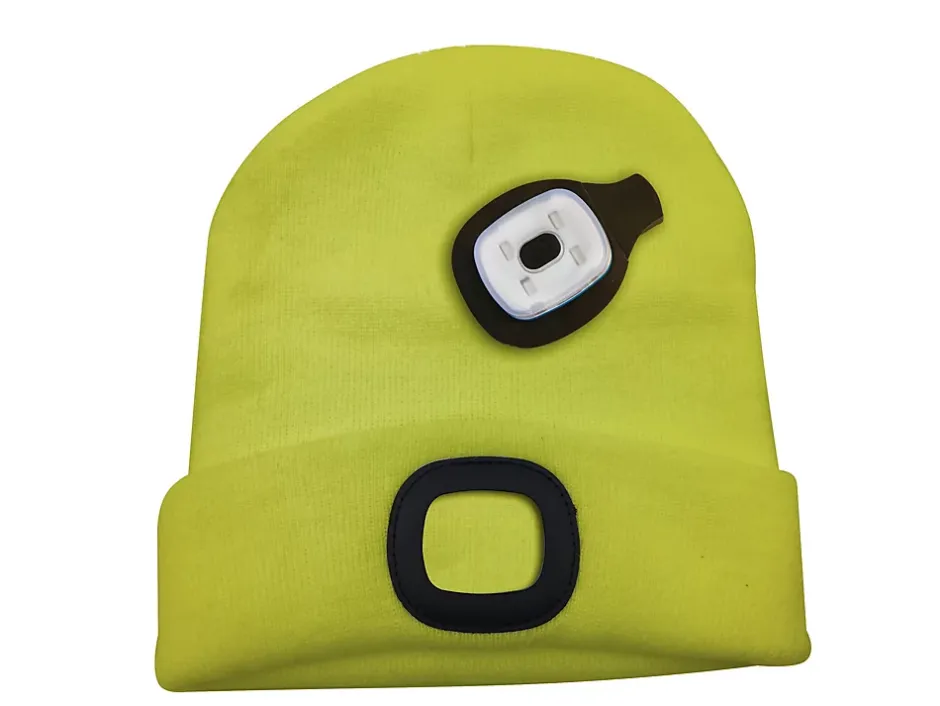 LIGHTHOUSE : Bonnet avec frontale LED rechargeable. Jaune fluo^Velamp Hot