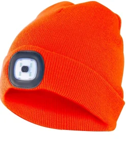 LIGHTHOUSE: Bonnet avec lampe frontale LED rechargeable. Orange^Velamp
