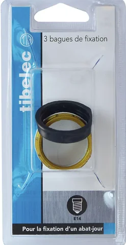 Lot 3 bagues de fixation pour abat-jour pour douille E14 blanc noir or Ø35mm-Tibelec Hot