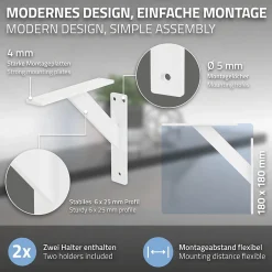 Lot 2 Equerres d'Etagere suspendue support mural en aluminium-Ml-Design New