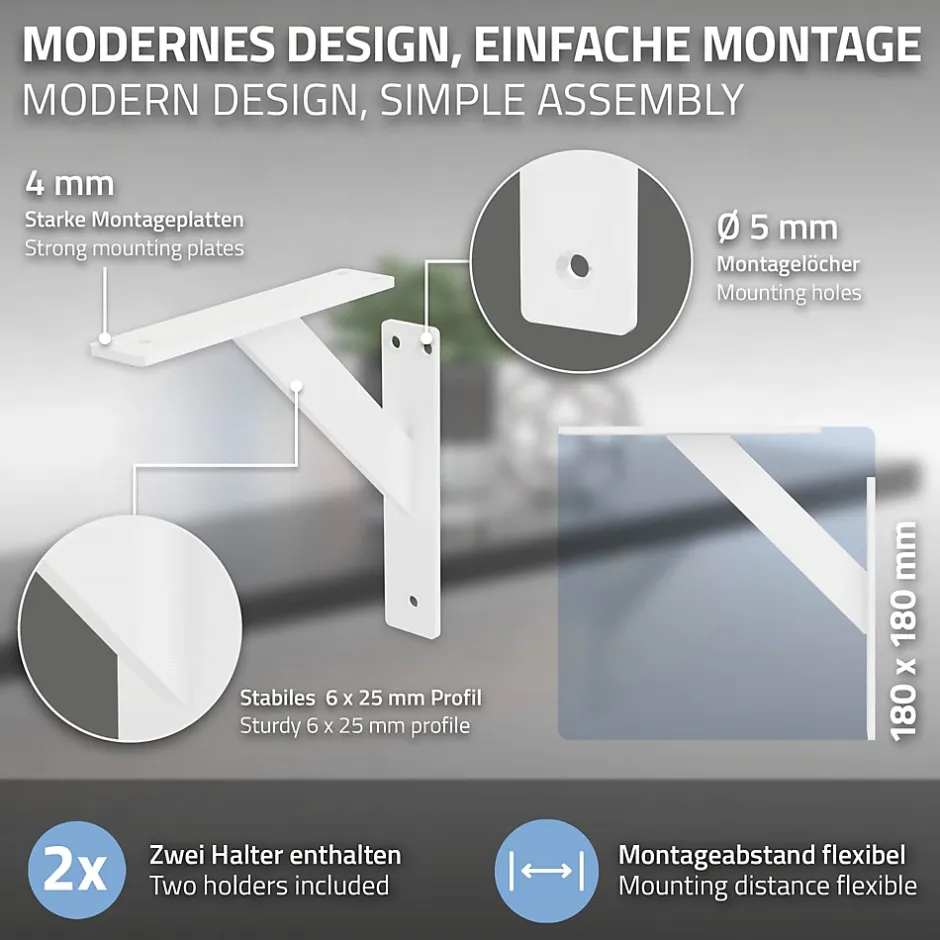 Lot 2 Equerres d'Etagere suspendue support mural en aluminium-Ml-Design New