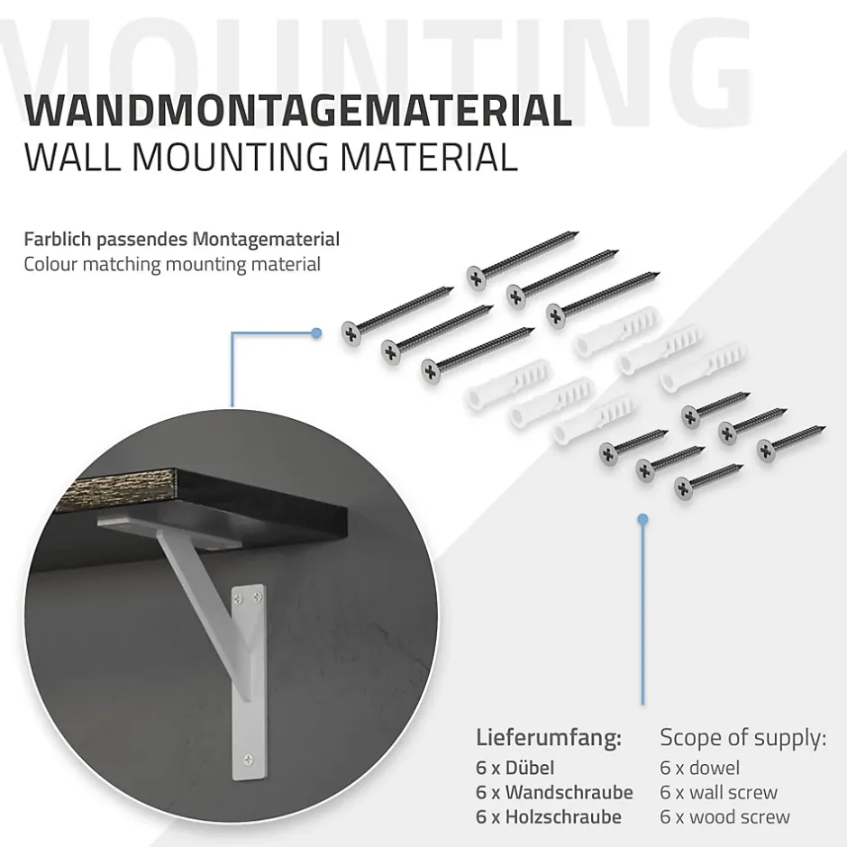 Lot 2 Equerres d'Etagere suspendue support mural en aluminium-Ml-Design New
