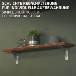 Lot 2 Equerres d'Etagere suspendue support mural en aluminium^Ml-Design