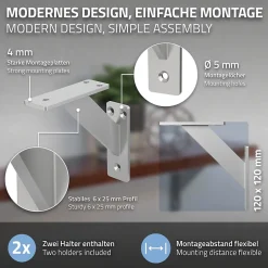 Lot 2 Equerres d'Etagere suspendue support mural en aluminium^Ml-Design