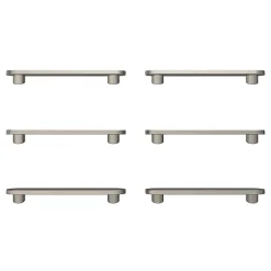 Lot 6 poignées de meuble arrondi Minzh aluminium effet nickel satin gris l.121mm x l.25mm x H. 16mm entraxe 96mm^GoodHome Best