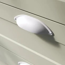 Lot 6 poignées de meuble demi-ronde Govlin mat blanc l.81mm x l.30mm x H. 30mm entraxe 64mm-GoodHome Best