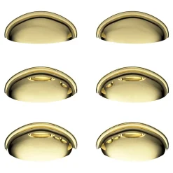 Lot 6 poignées de meuble demi-ronde Armel effet laiton doré l.79mm x l.28mm x H. 26mm entraxe 64mm^GoodHome