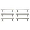 Lot 6 poignées de meuble en T Dizel acier effet nickel satin gris l.168mm x l.12mm x H. 35mm entraxe 128mm^GoodHome