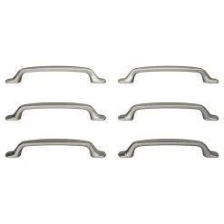 Lot 6 poignées de meuble nœud Govlin aluminium effet nickel satin gris l.164mm x l.20mm x H. 24mm entraxe 128mm-GoodHome Clearance
